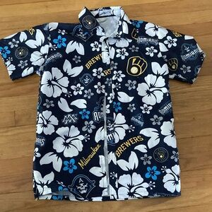 Milwaukee brewers Hawaiian stadium giveawayButton Down Shirt with Tropical Flair